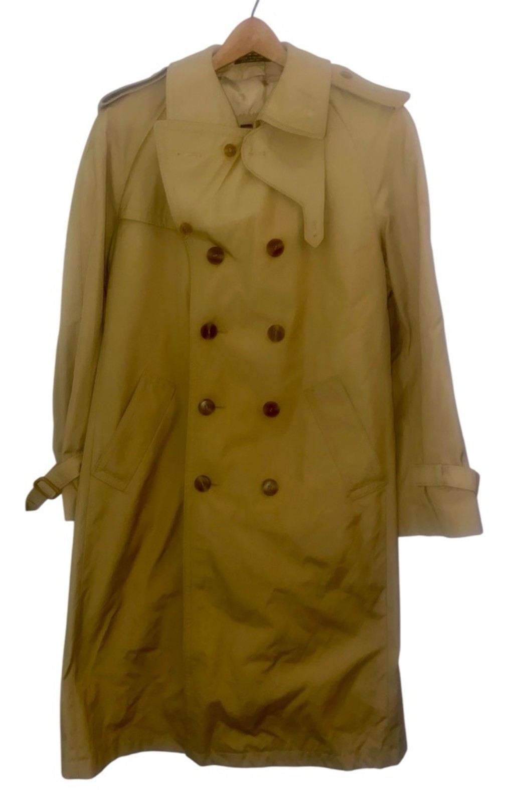 Europe Craft Vintage Khaki Double Breast Trench Coat Size 38