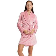 JUICY COUTURE Sleepwear Women's L XL Housecoat Robe Pink Belt Crowns Barbie Y2K