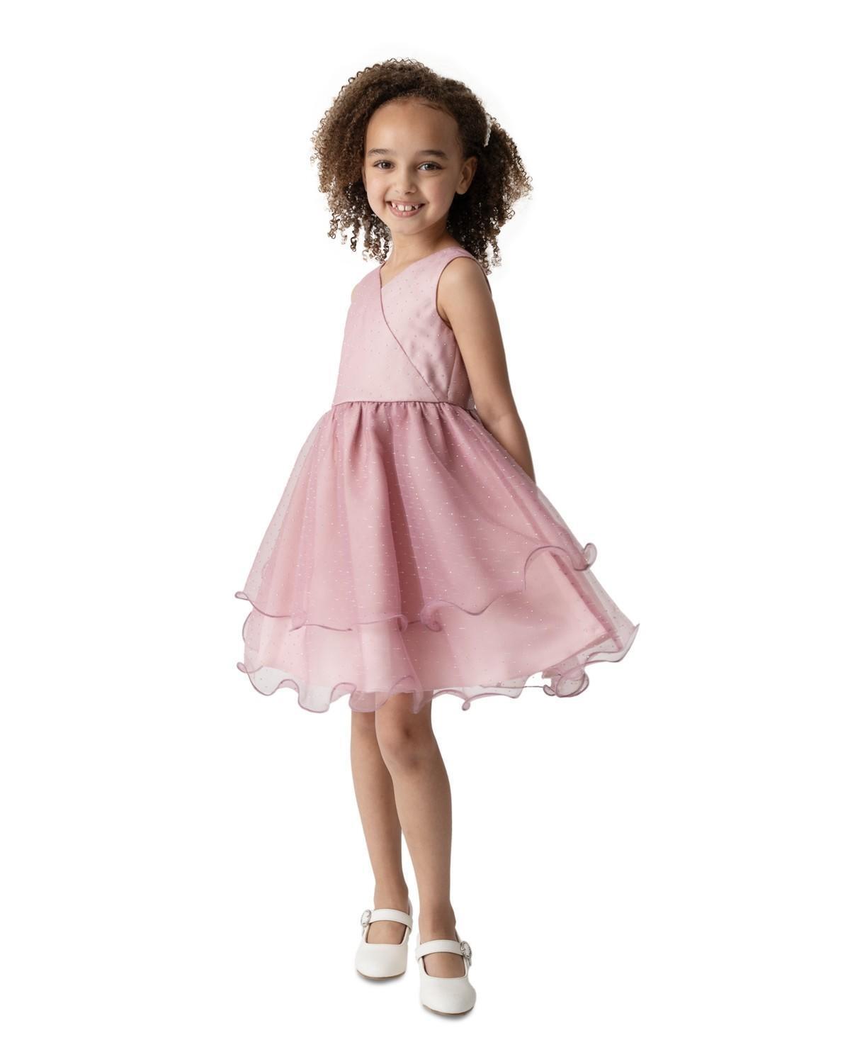 Rare Editions Toddler & Little Girls Studded Organza Dress - Rose 5