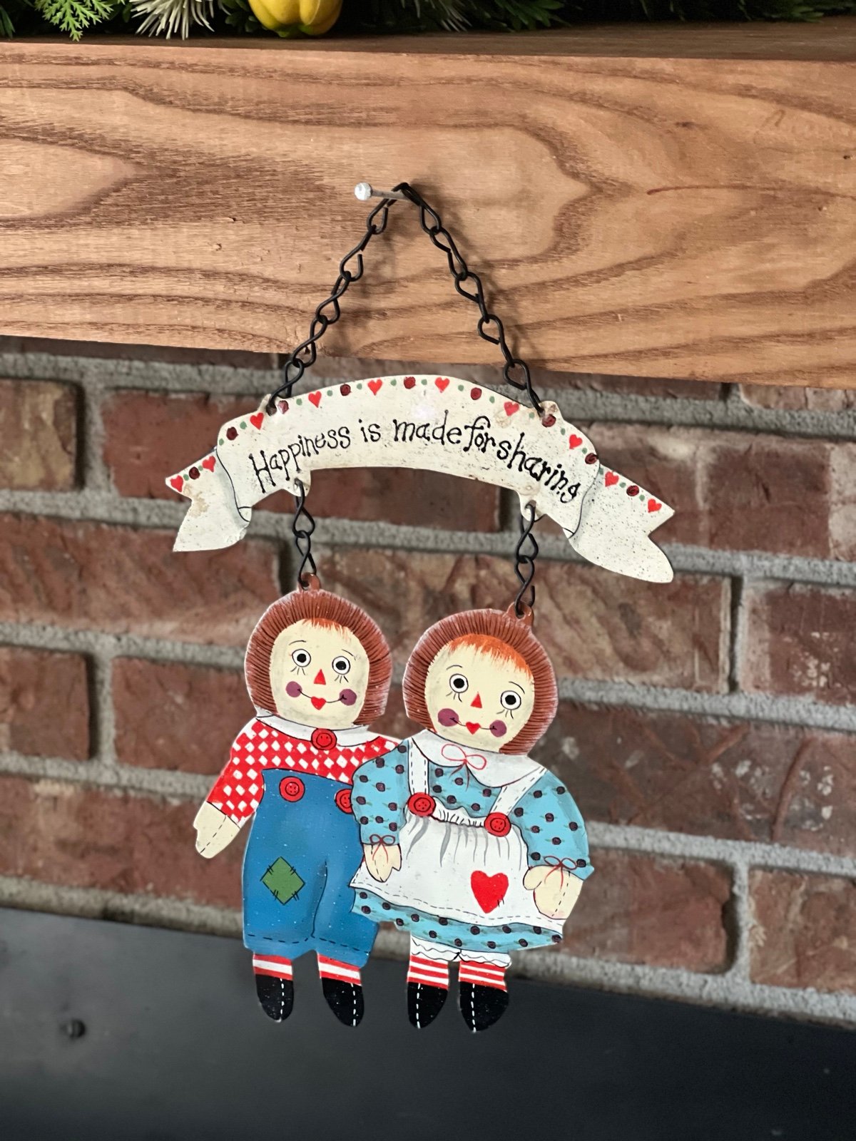 Rare Vintage 1973 Raggedy Ann & Andy Hanging Wall Decor