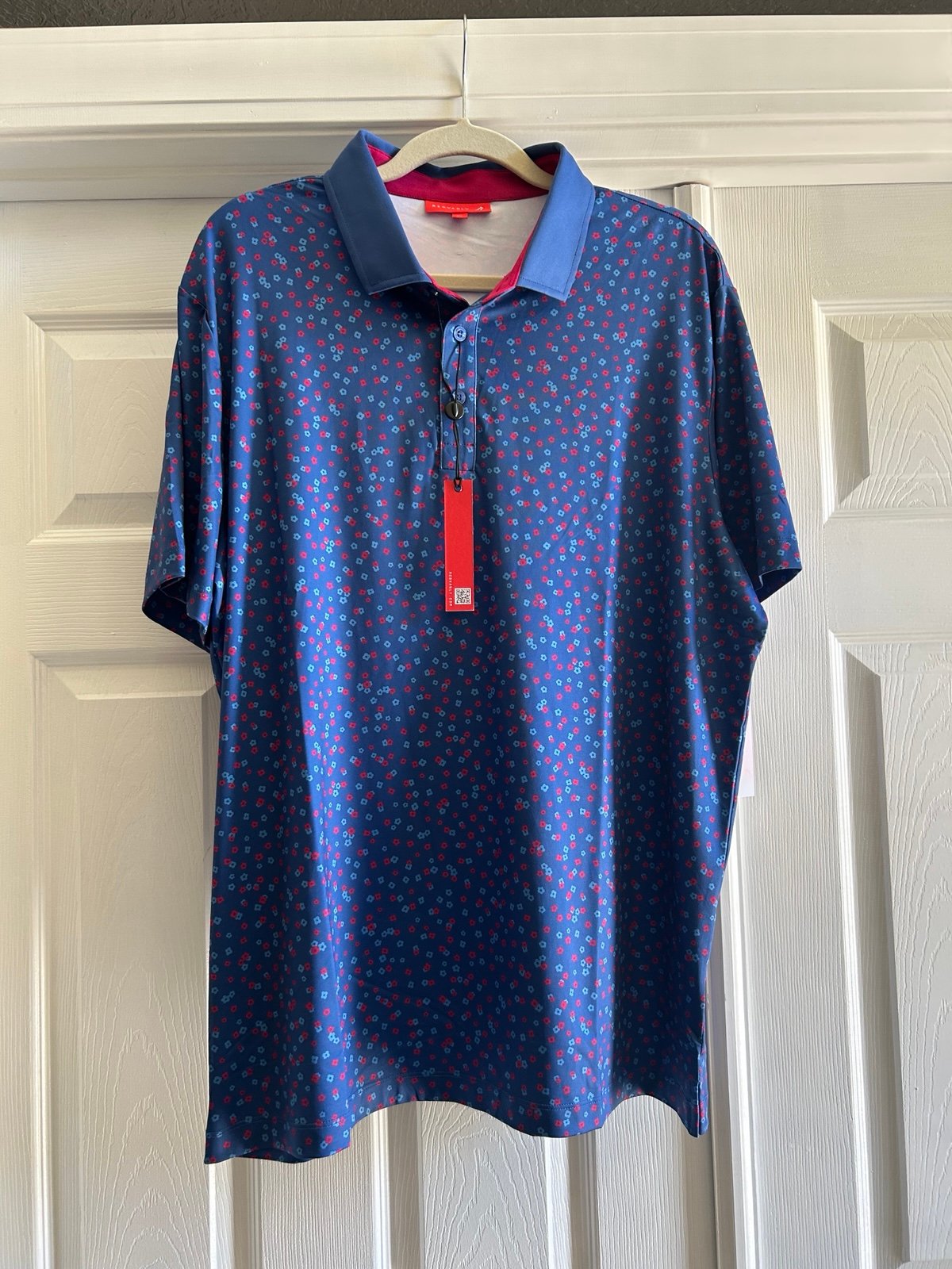 Redvanly Herrick floral print men’s golf polo shirt