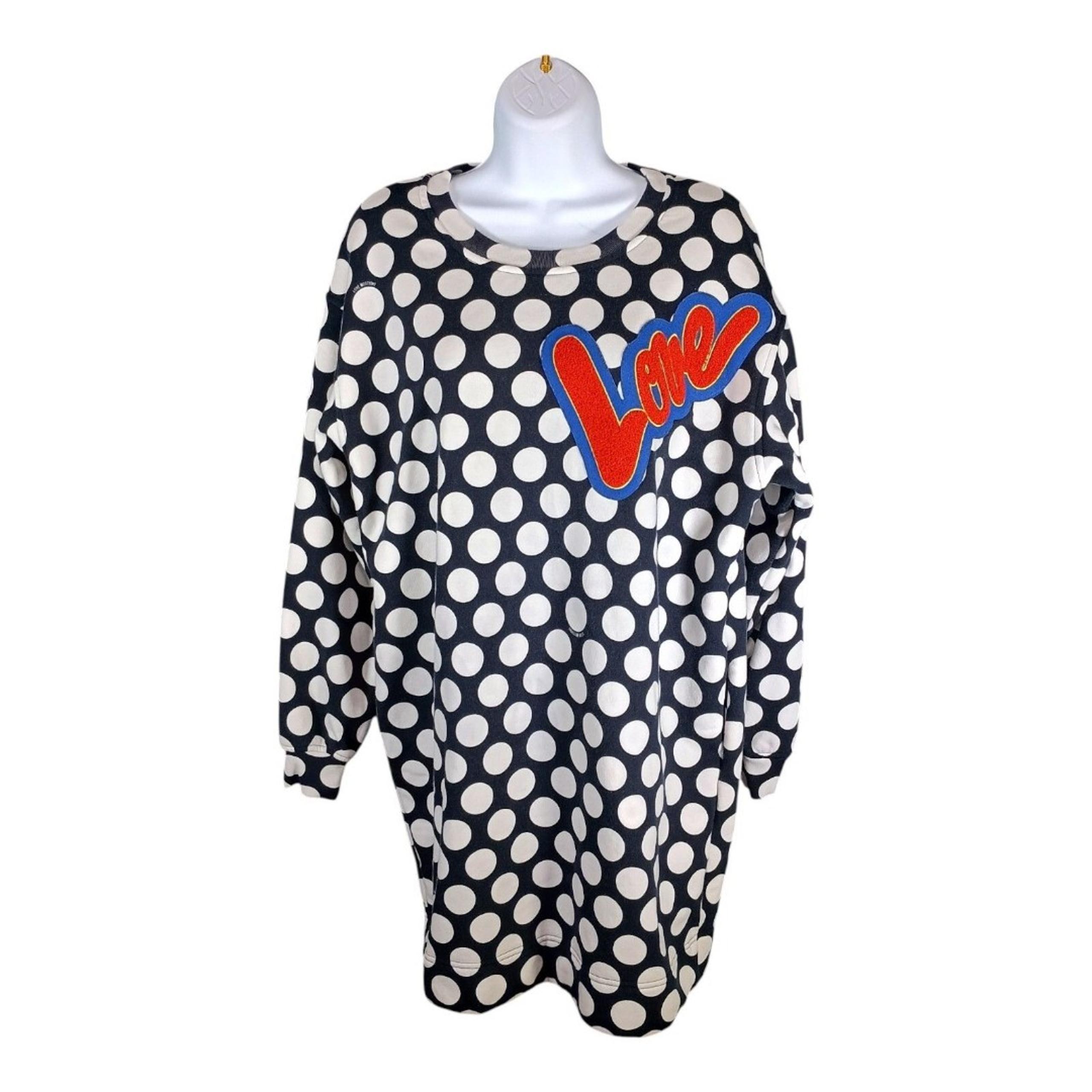 Love Moschino Sweatshirt Dress Mini Fleece Lined Love Polka Dot Long Sleeve 2