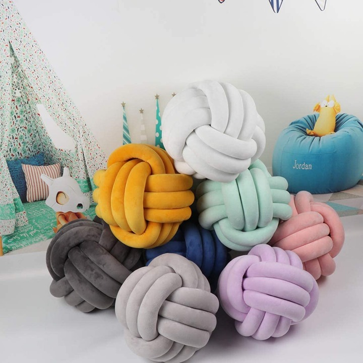 Luxury Knot Ball Pillow Household Throw Pillow Decoration (Skin Pink
