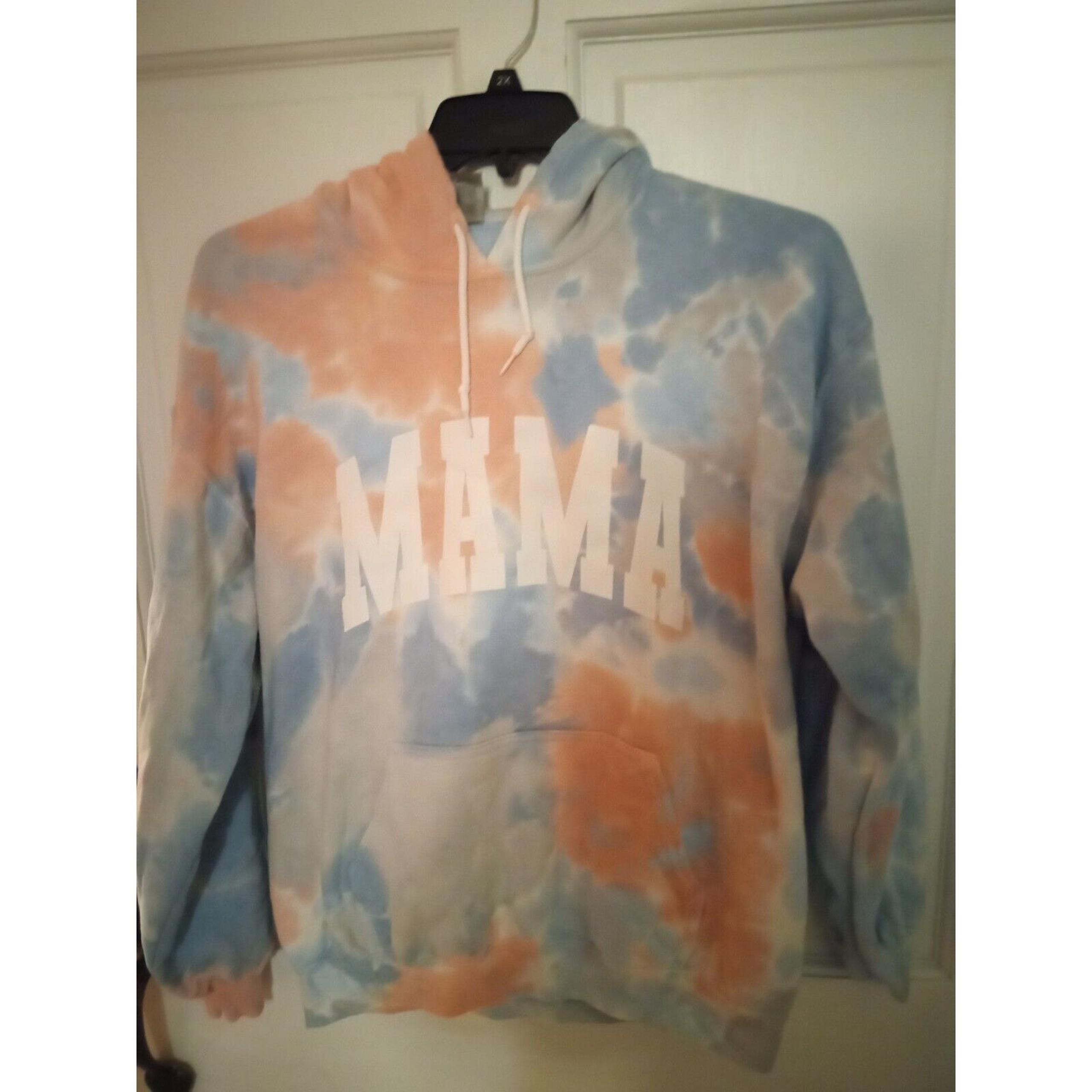 "MAMA" Hoodie Tye Dye Heavy Blend Size L Camouflage Personalized Gildan