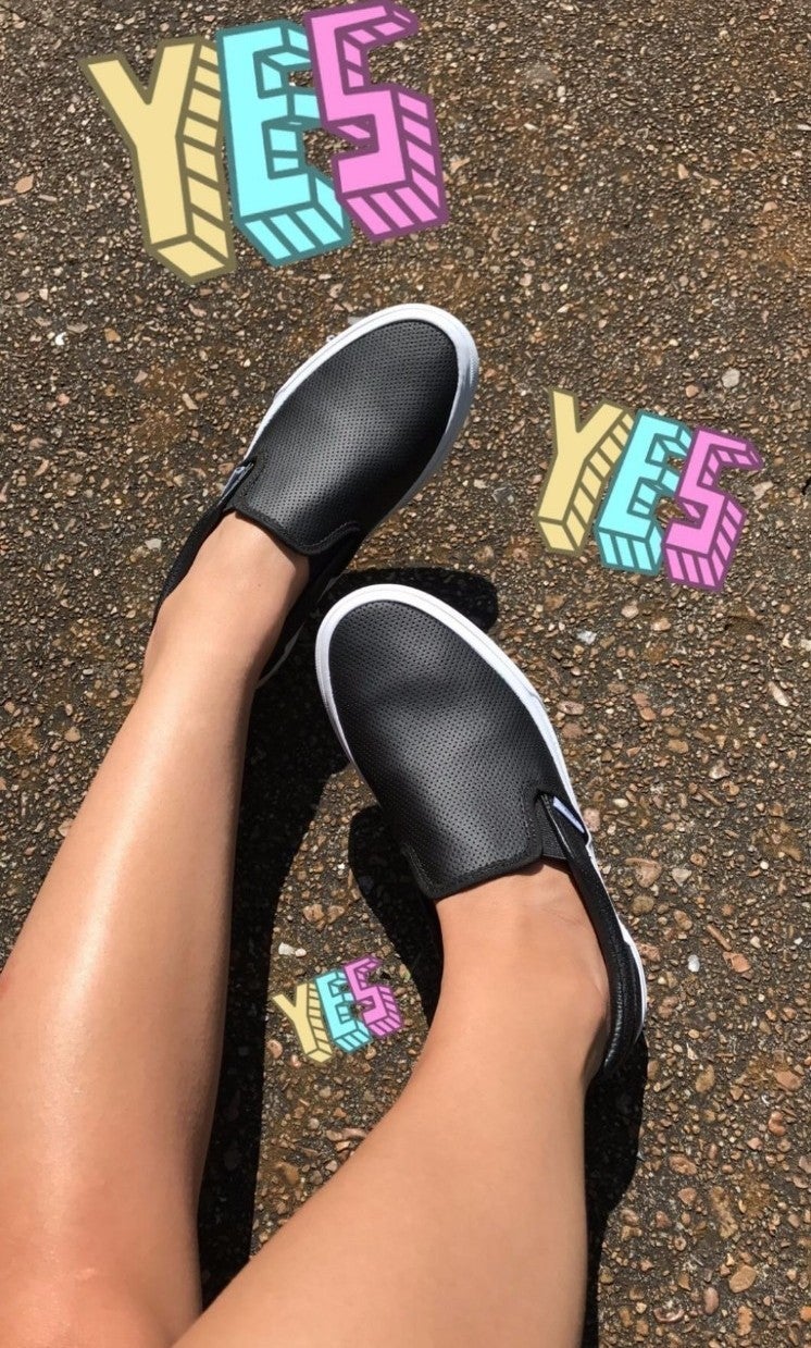 VANS NEW UNISEX SLIP ON Perf Leather Black Shoes Sz Men 7/ Women 8.5