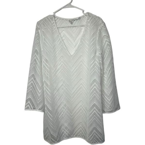 Milly Cabana White Mykonos Swim Cover Up Tunic Vacation Size L Bergdorf Goodman