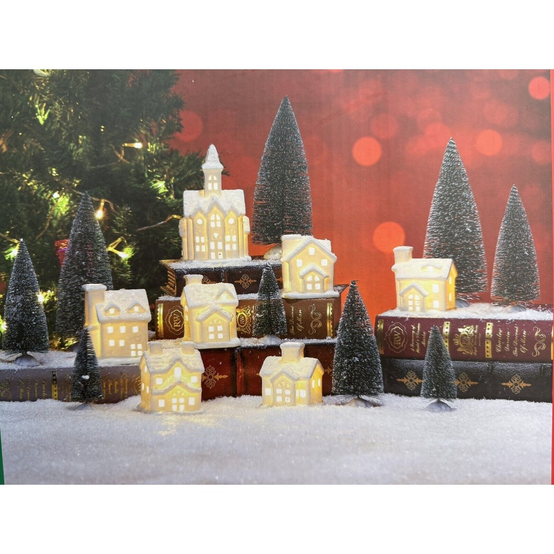 Ceramic Light Up Holiday Village 16 Piece Set