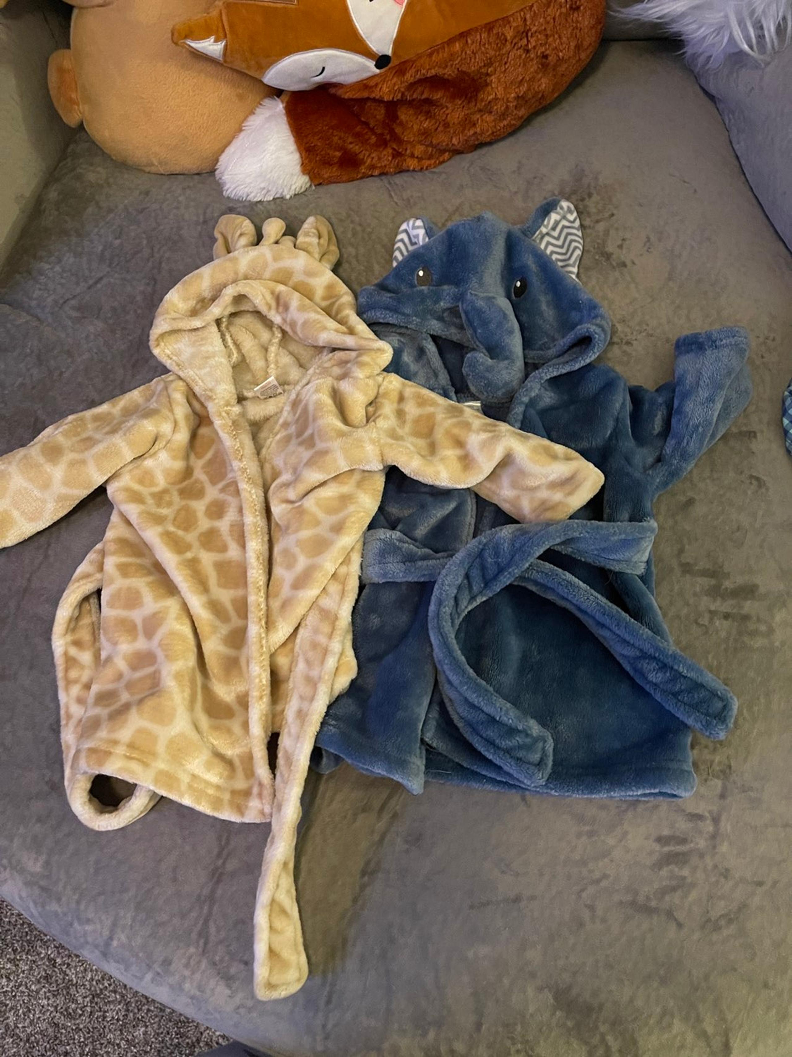 Unisex Baby Robes, Giraffe and Elephant, 0-9 months