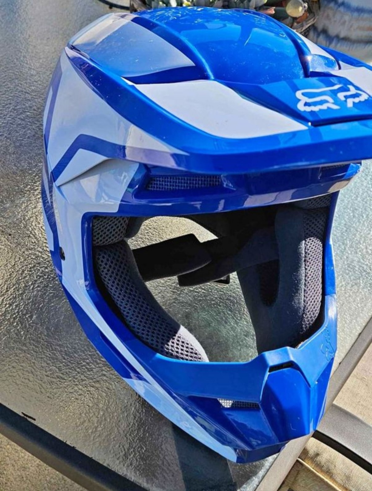 Fox racing blue helmet large