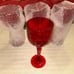 Set of 2 Red Crystal Gobblet Glasses