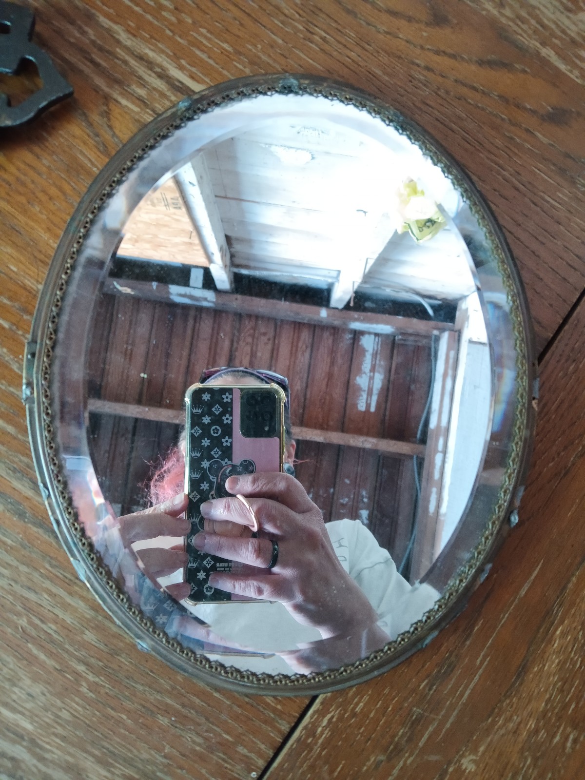 *Vintage* 19th Century French Bronze Mirror ORMOLU TAPESTRY BEVELED 1880S FRANCE
