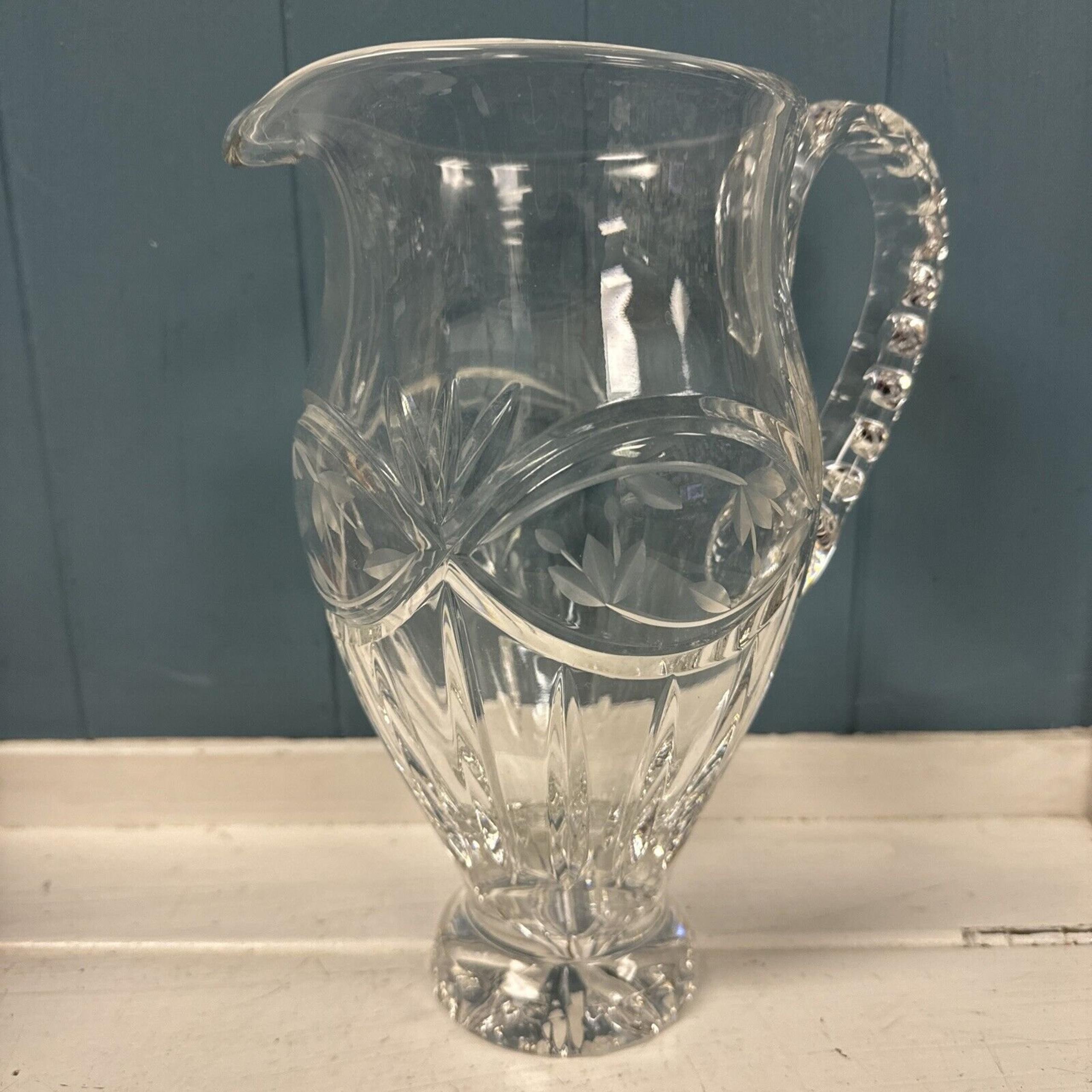 Gorham Victoria’s Garden 10” Pitcher Cut Glass Crystal 42 Ounces Poland
