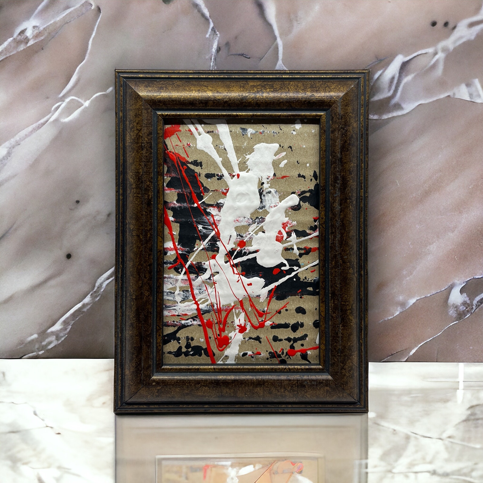 Original Framed Mixed Media Abstract Art Painting 6x8 Prospect Union COA TJ9