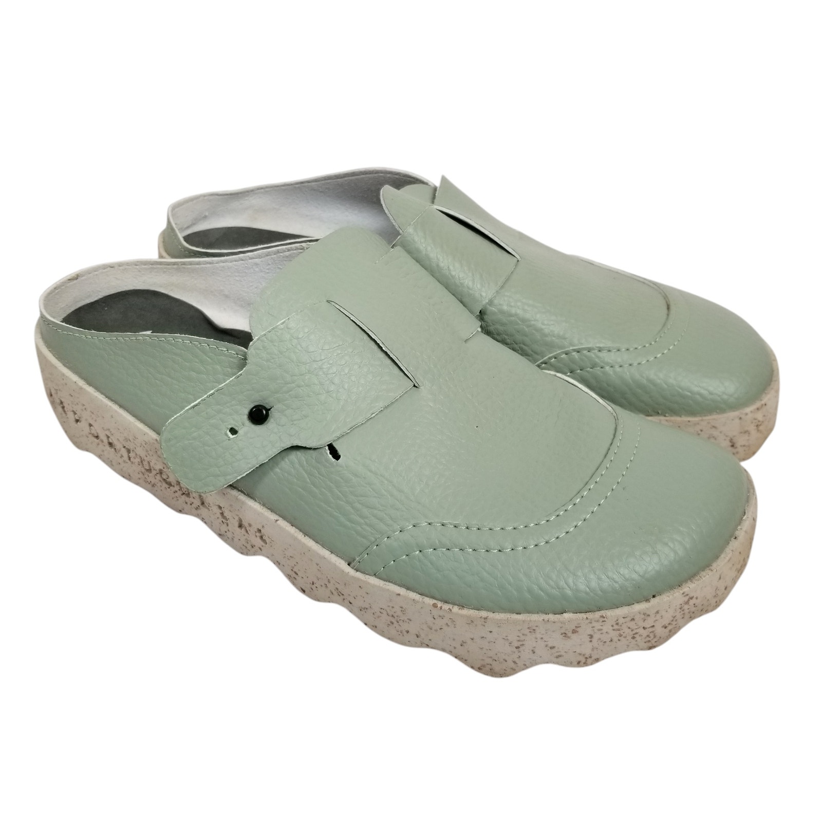 Asportuguesas by Fly London Cole Clog in Green Eco Faux Leather Size 37 / US 7