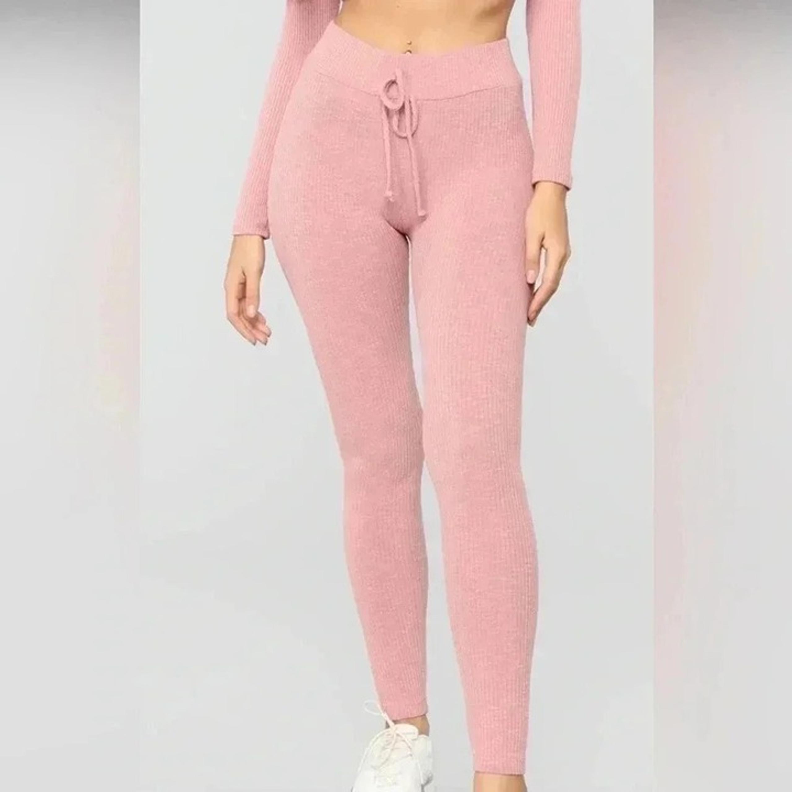 Fashion nova pink ribbed leggings size S women’s bottoms sleep high waist