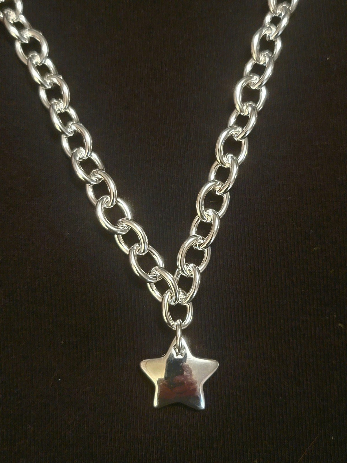 New 18 Rolo Link Tiffany Style Star Pendant Chain Necklace Jewelry