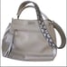 Juicy Couture Gray Faux Leather Satchel Purse with Wide Silver & Black Strap