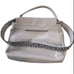 Juicy Couture Gray Faux Leather Satchel Purse with Wide Silver & Black Strap