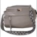 Juicy Couture Gray Faux Leather Satchel Purse with Wide Silver & Black Strap