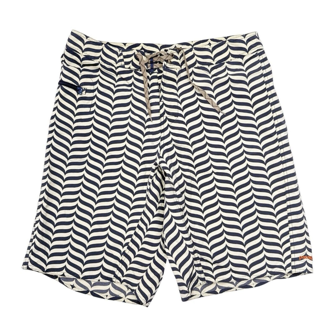 Patagonia Wavefarer Board Shorts Mens Size 34 White Blue Swimwear Swim Trunks