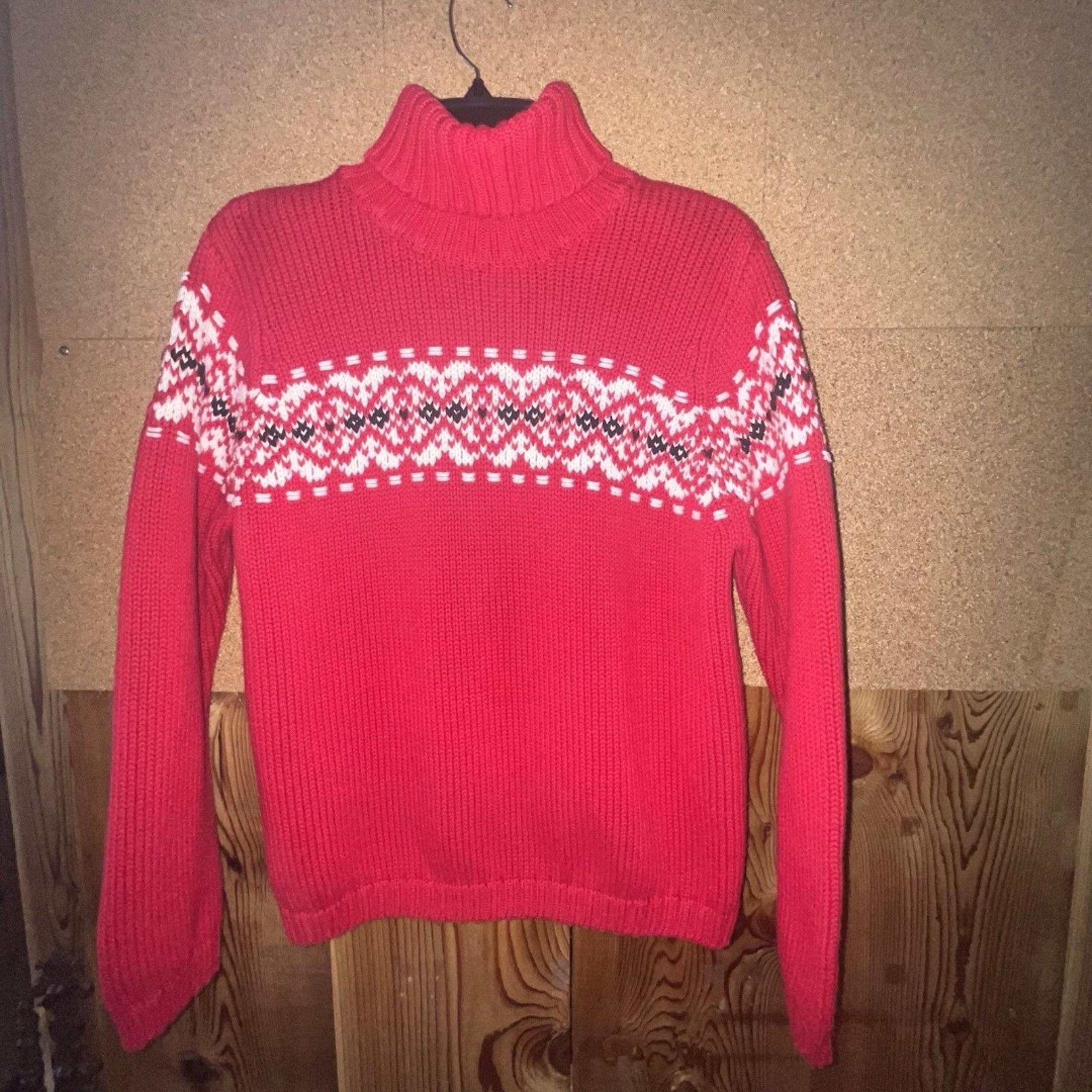 Talbots Womens Sweater M Red Pullover Turtleneck Knit Long Sleeve