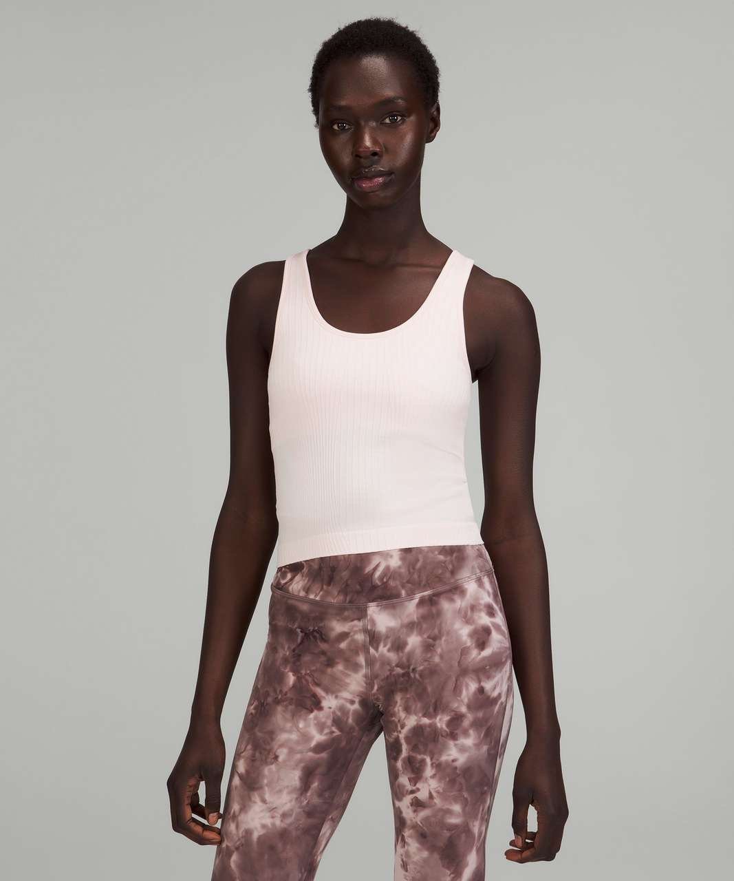 NWT Lululemon Ebb to Street Cropped Tank Top Rib Map Strawberry Milkshake size 4