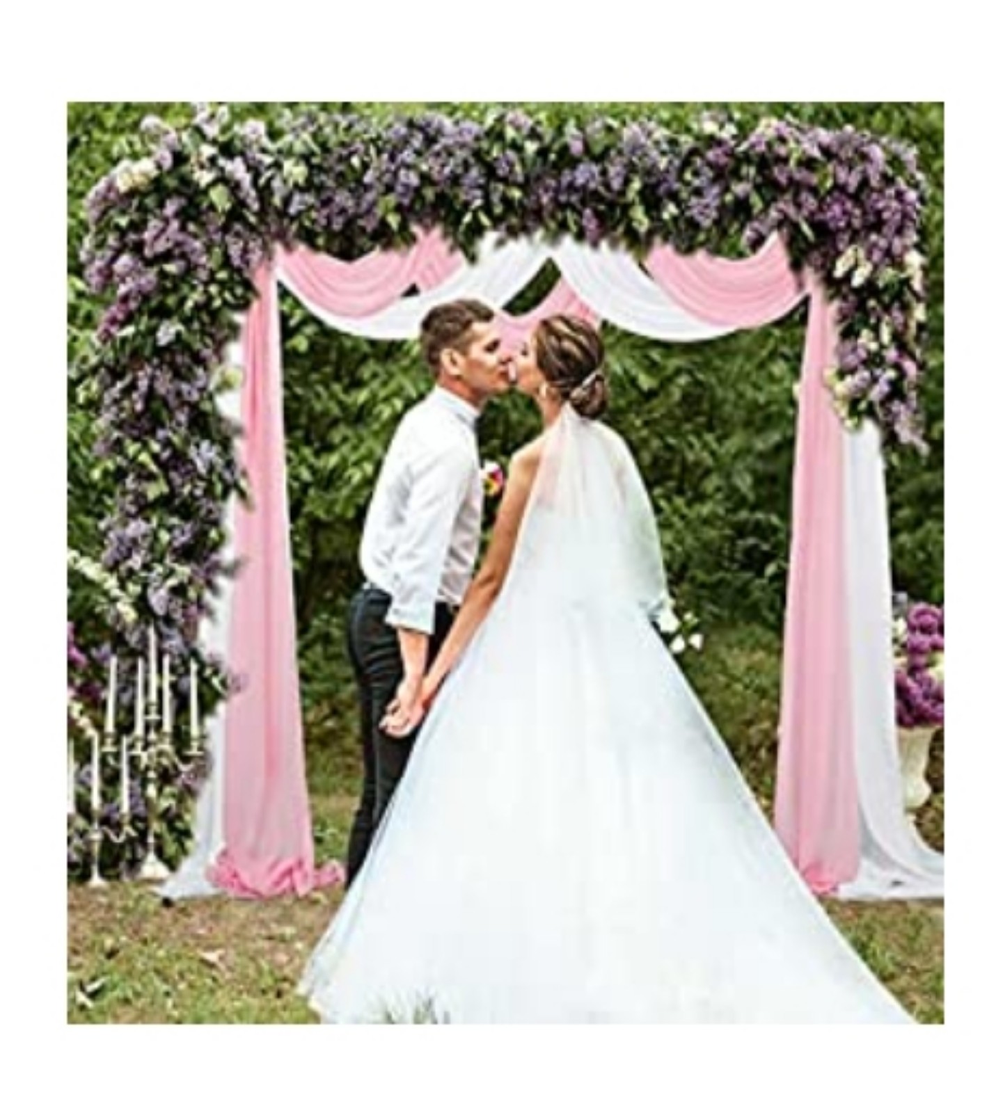 2 panels wedding Arch Drapes Pink & White