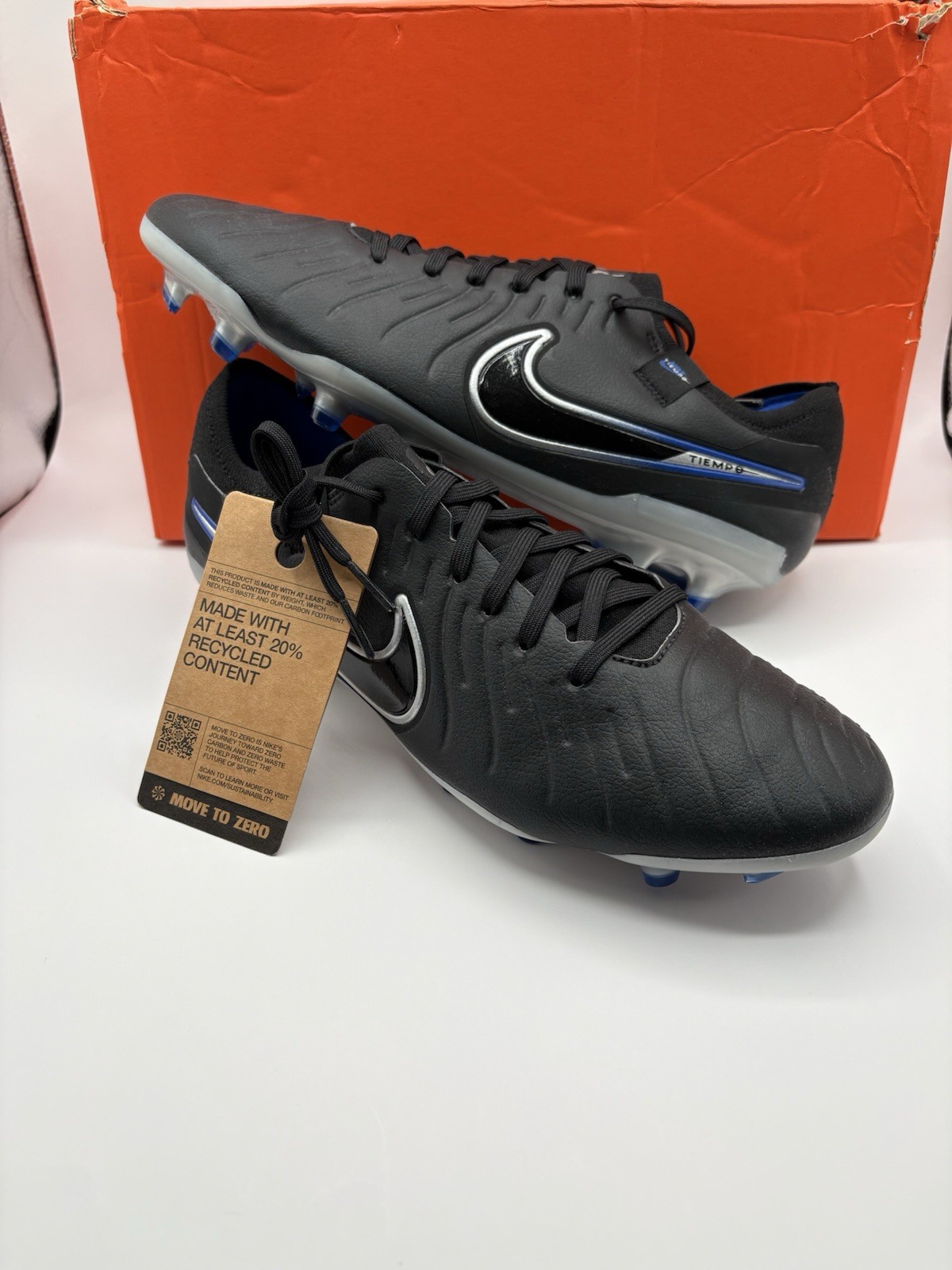 New Nike Tiempo Legend 10 Pro FG Soccer Cleats Black Blue Mens Size 9.5