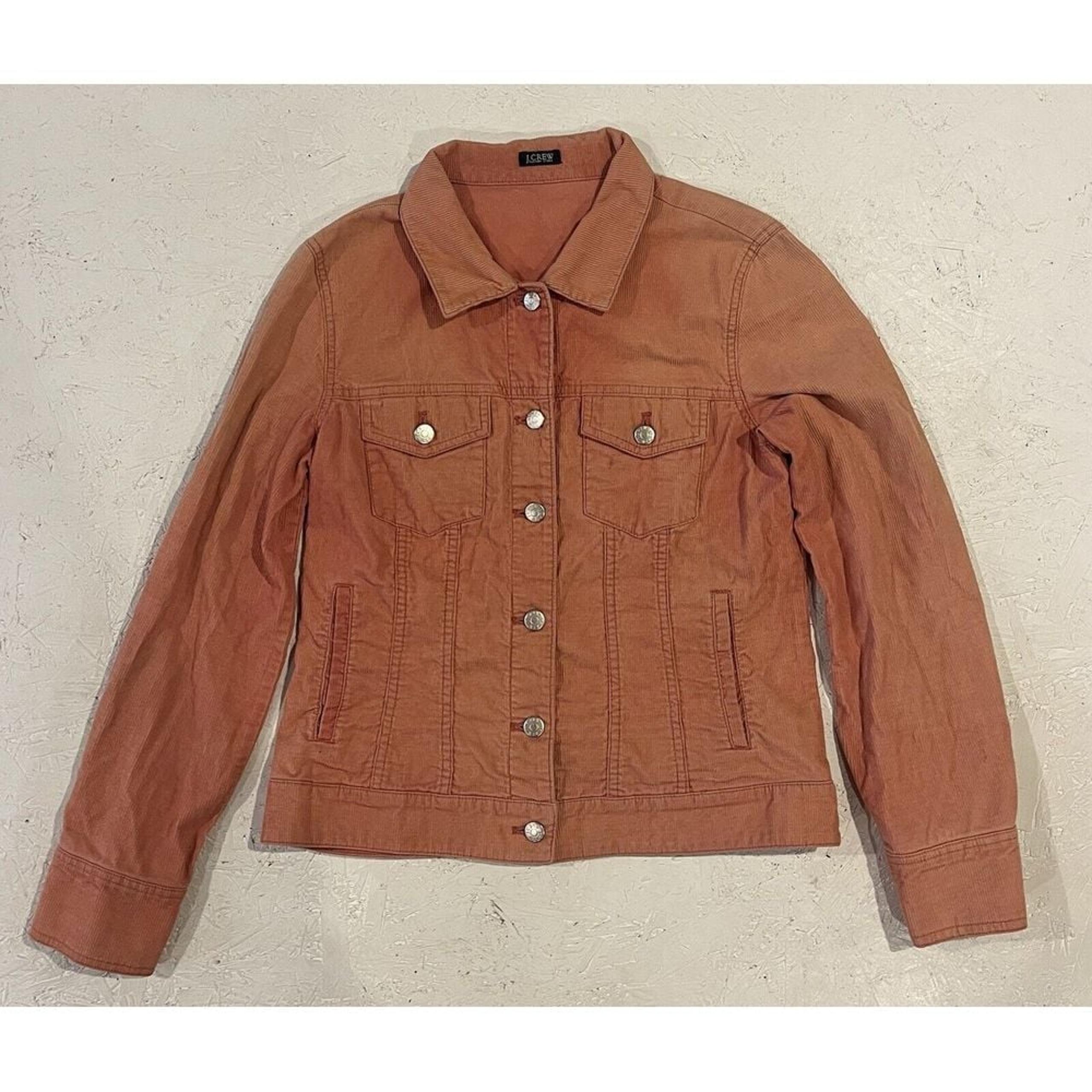 J. Crew Women's Size Small Orange Corduroy Jean Jacket Button Front Blazer
