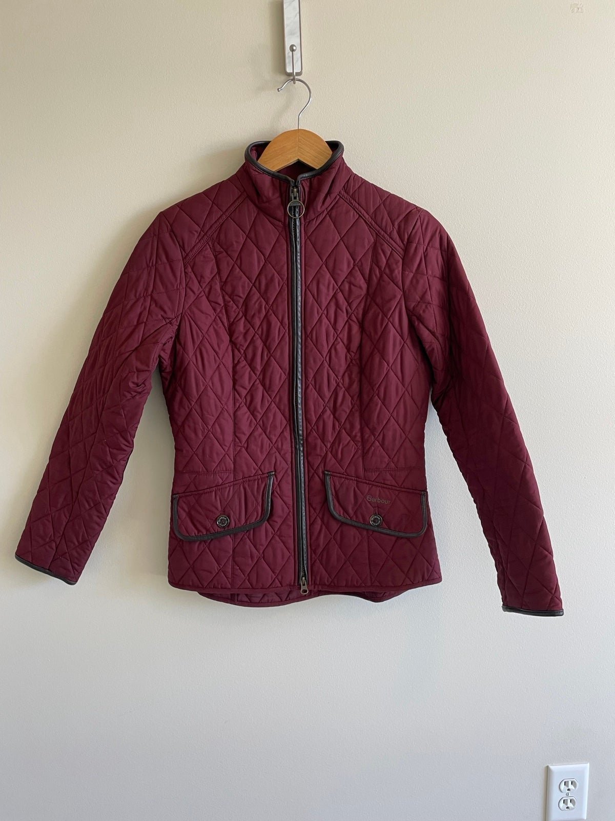 Size 6 Barbour Burgundy Zip Up Jacket