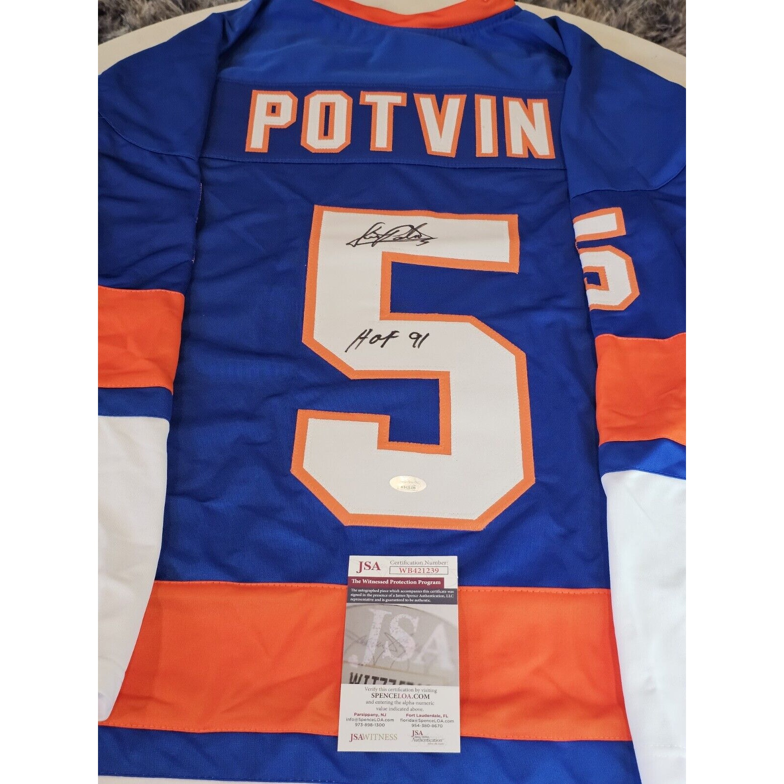 Denis Potvin Autographed/Signed Jersey JSA COA Blue Custom Jersey