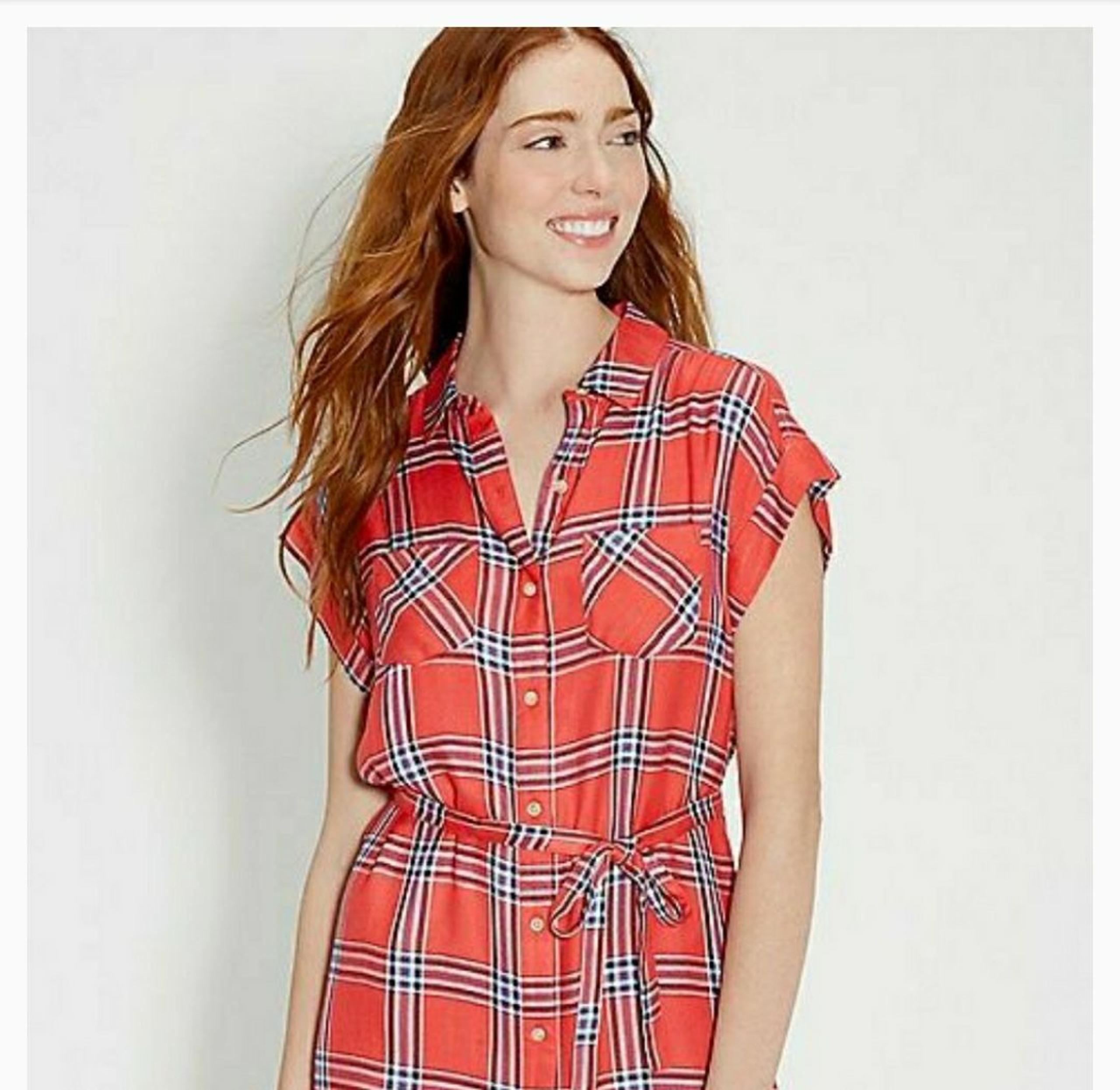 Red Plaid Shirt Dress