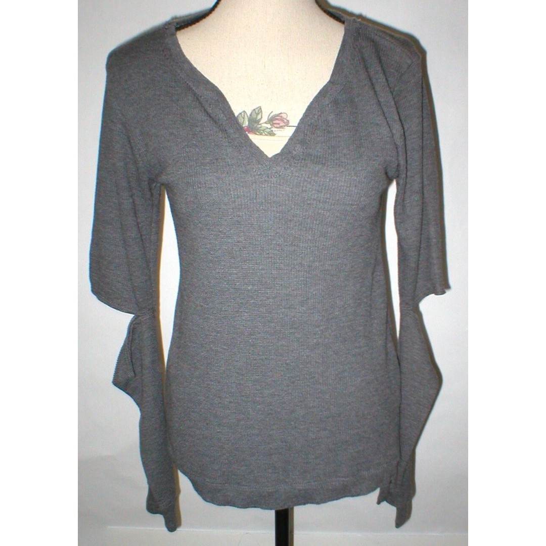 NWT New Womens Sweater USA Joes Jeans Collection Slit Elbow M Dark Gray Thermal