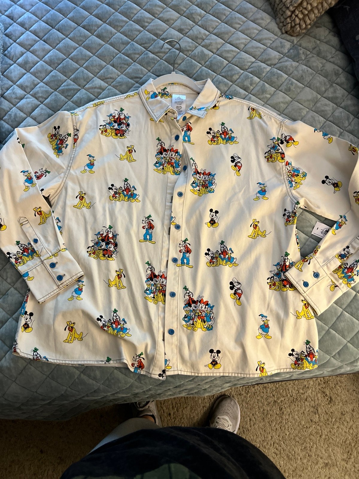 Adult long sleeve all over print. Disneyland button down