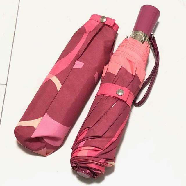 Unused★Coach Folding Umbrella Signature Pattern Bordeaux Pink One-Touch Opening