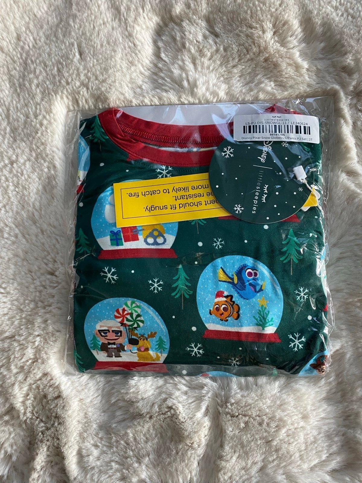2T Little Sleepies Disney Pixar Christmas Snow Globes Pjs (Long Sleeve & Pants)