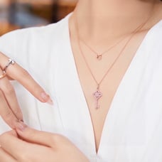 Pink 925 silver key necklace