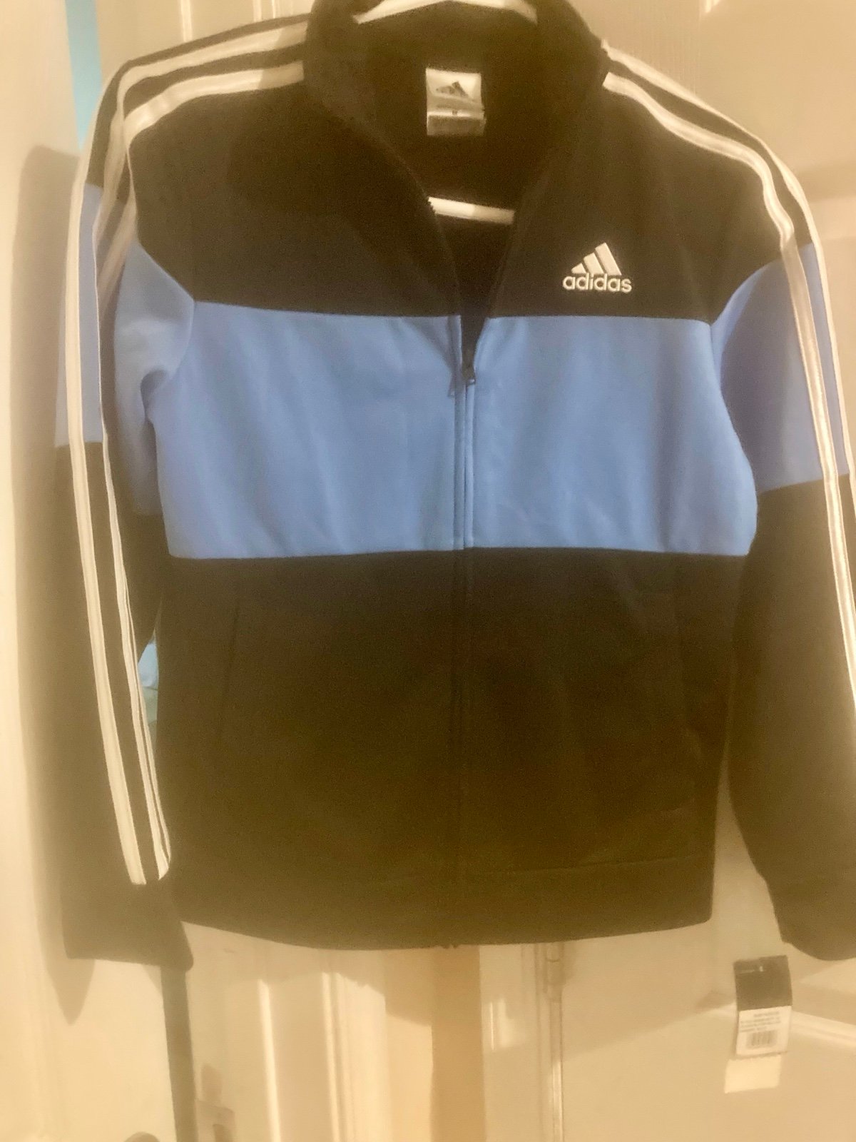 Boys Adidas Blue/Black Zip-Down Windbreaker Size Medium (10-12) New with tags