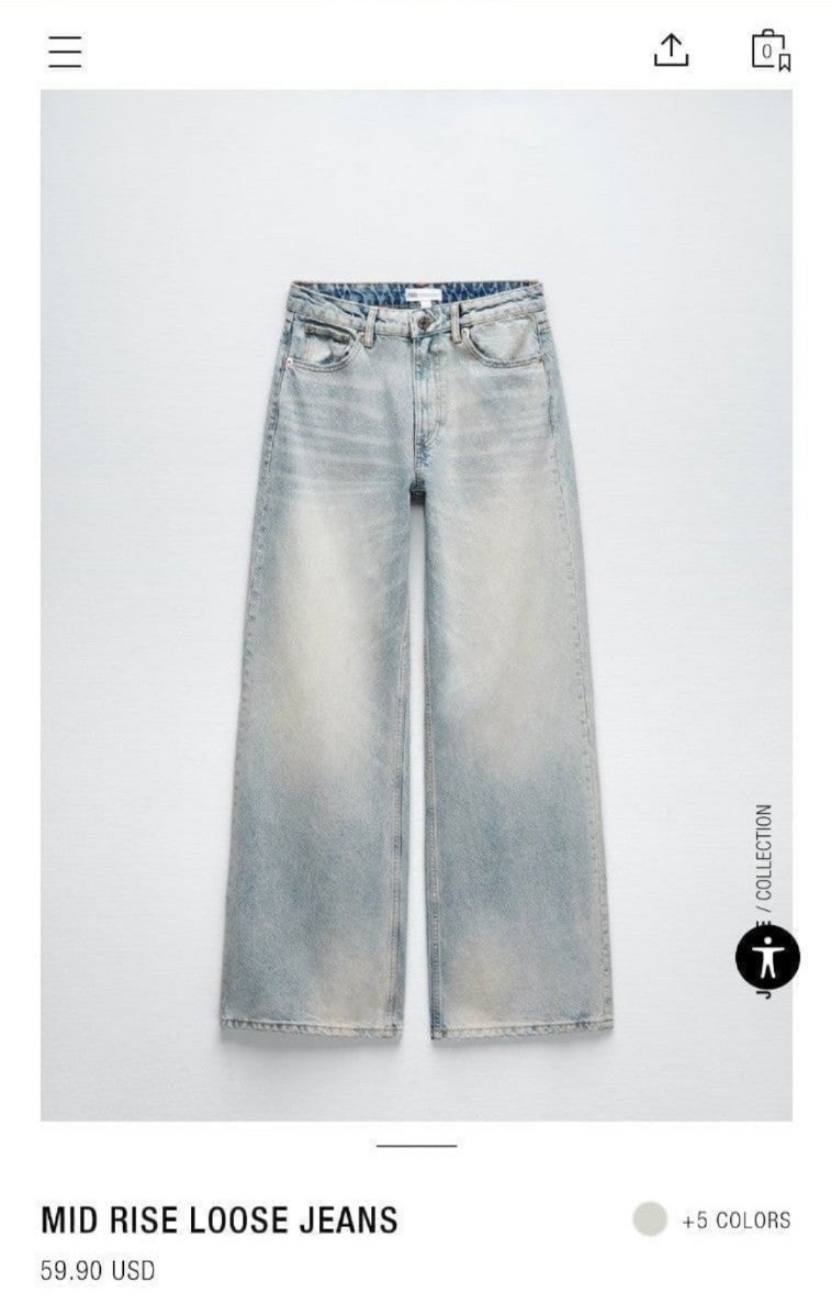 Zara wide leg loose denim jeans EUR 34 US 4 59.90