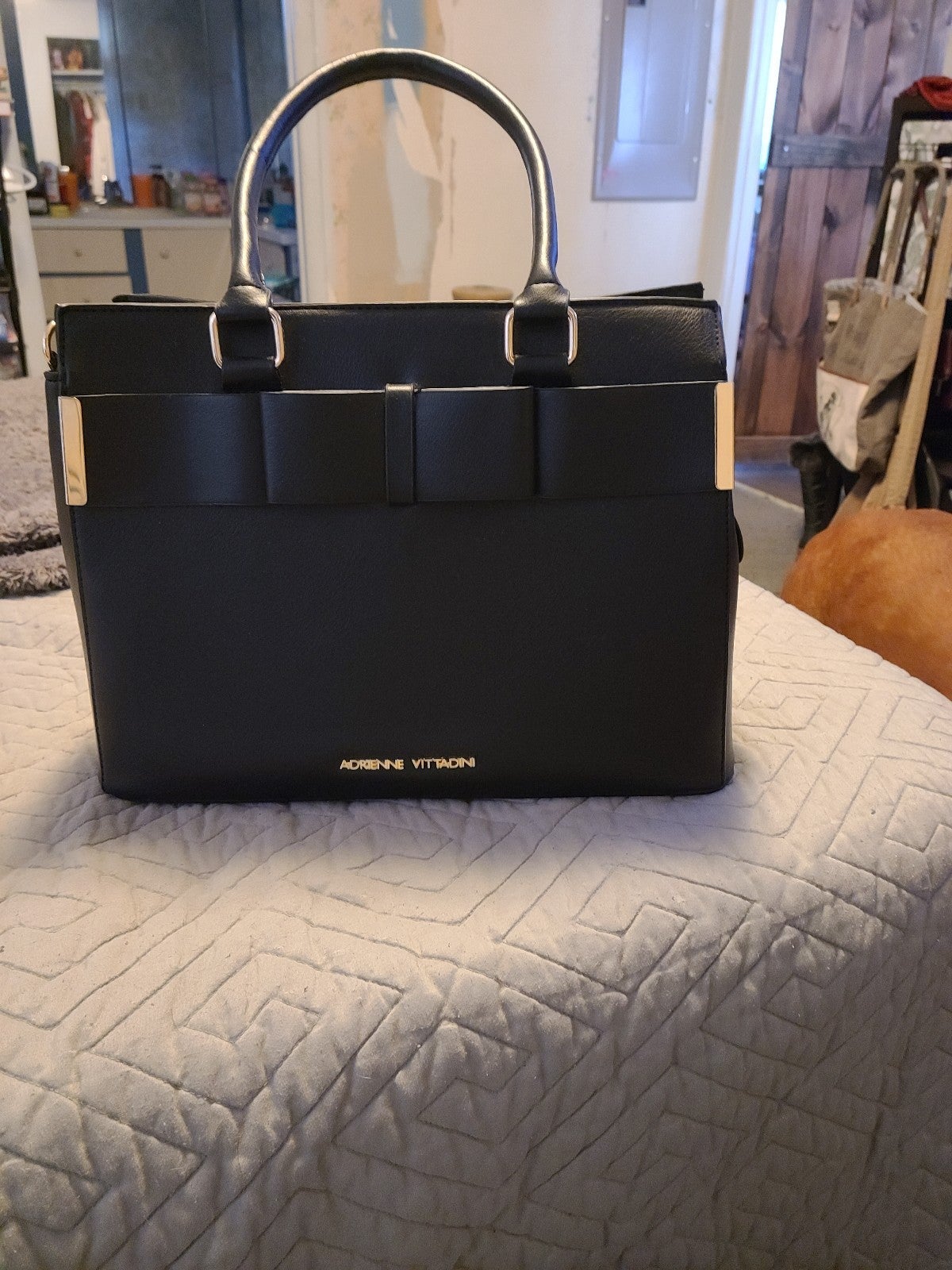 Adrienne Vittadini Black London Bow Bag