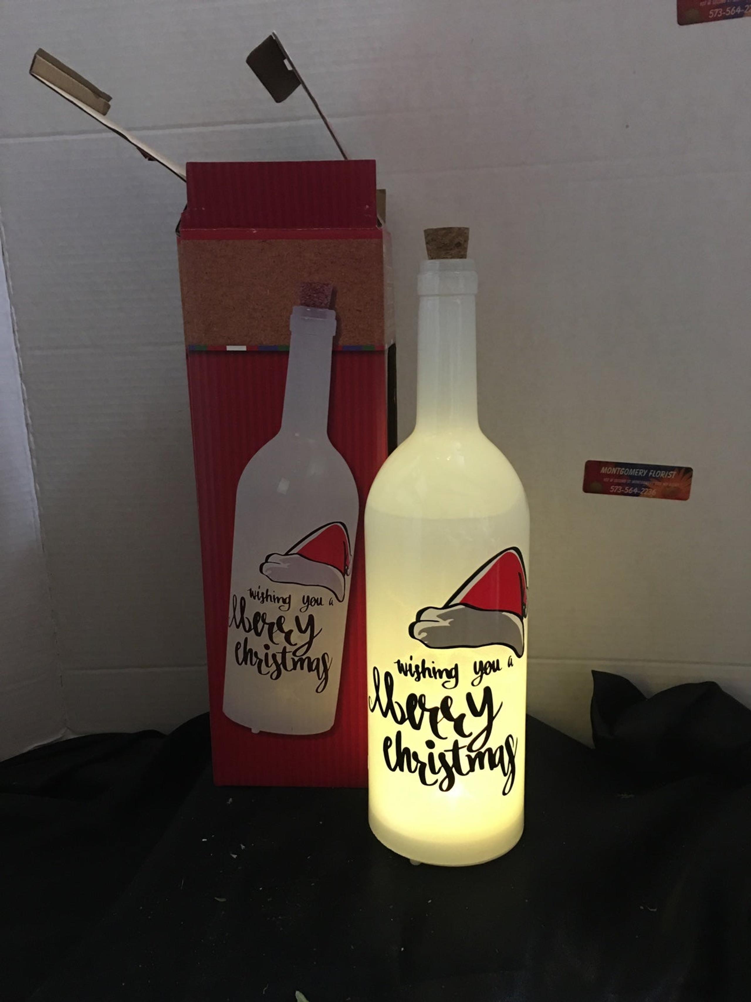 Lighted Christmas Wine Bottle Decor