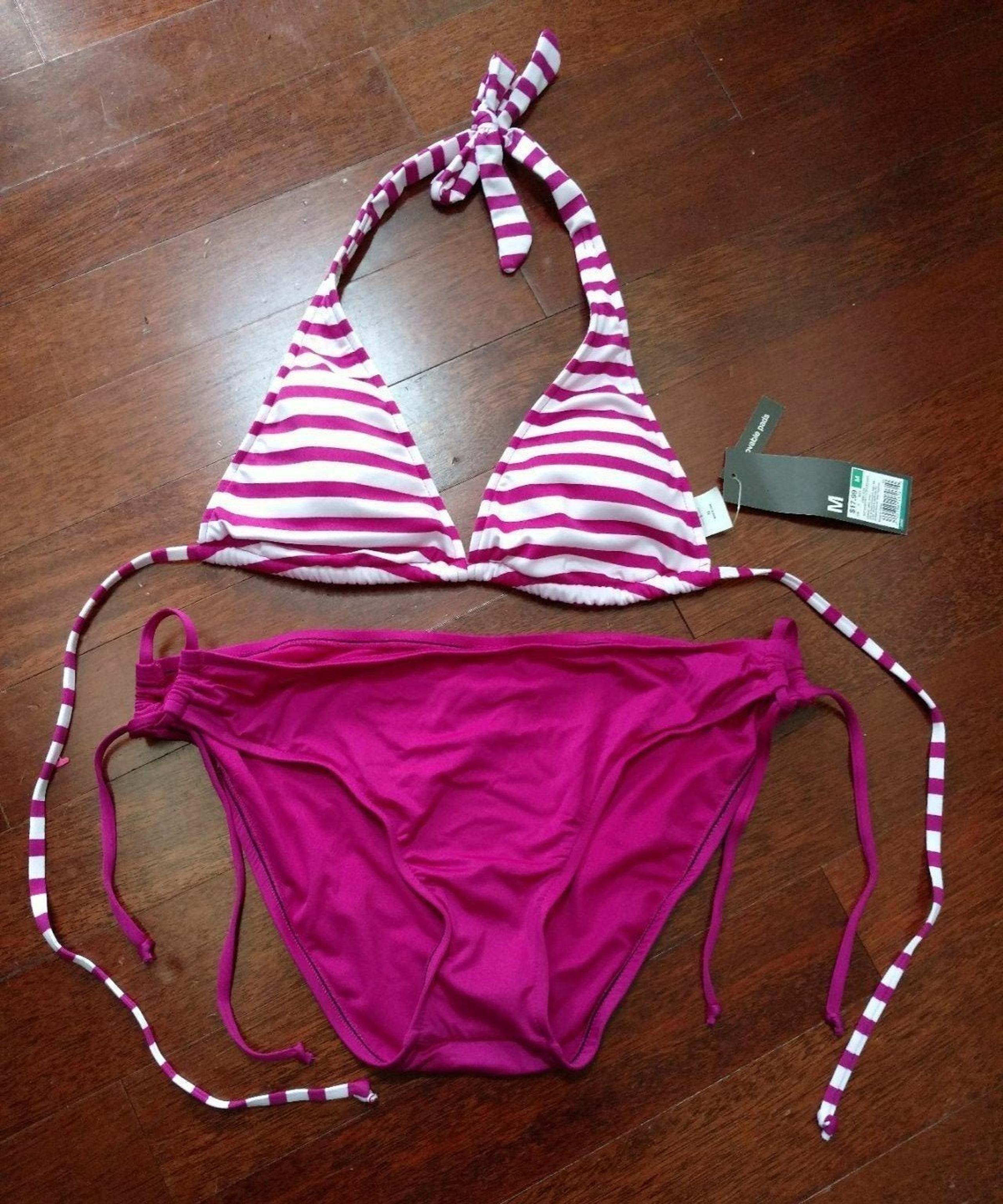 Women's 2pc Striped Purple Swimsuit NWT