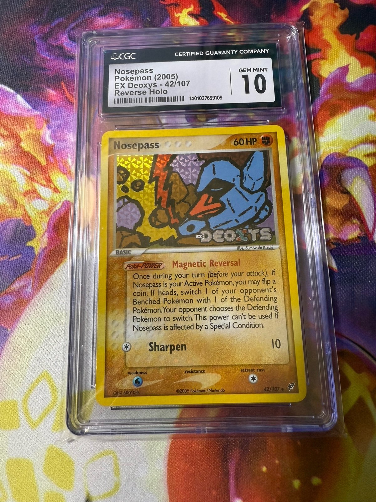 CGC 10 GEM MINT Nosepass EX Deoxys 42/107 Reverse Holo Stamped Pokemon Card
