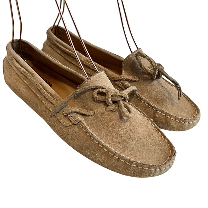 Bruni Collection driving moccasin EU 39 US womens 8 tan brown suede nub soles