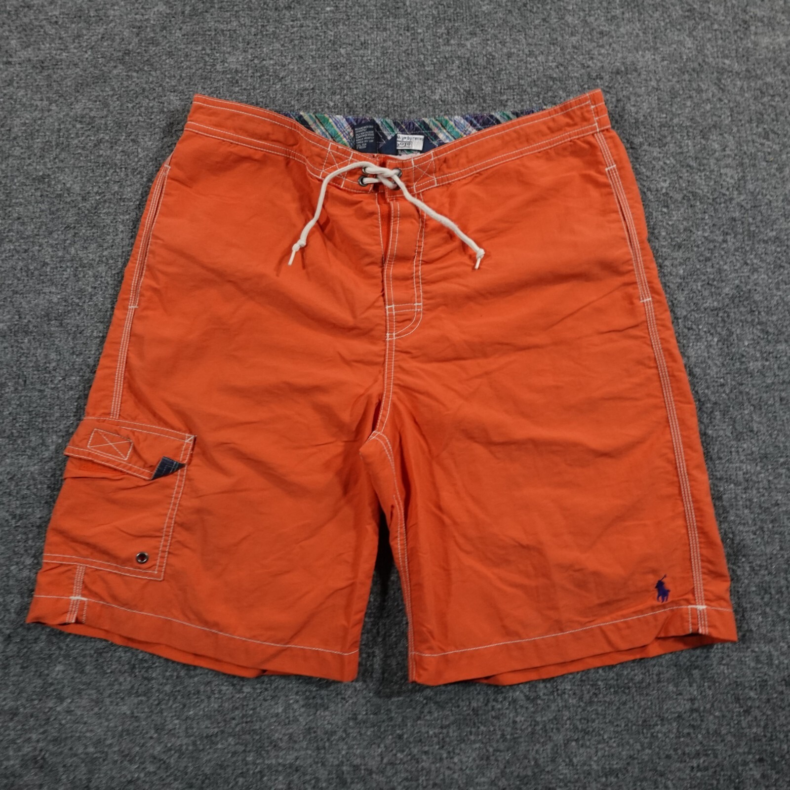 Vintage Polo Ralph Lauren Shorts Men L Orange Lined Boardshort Swim Trunks 12936
