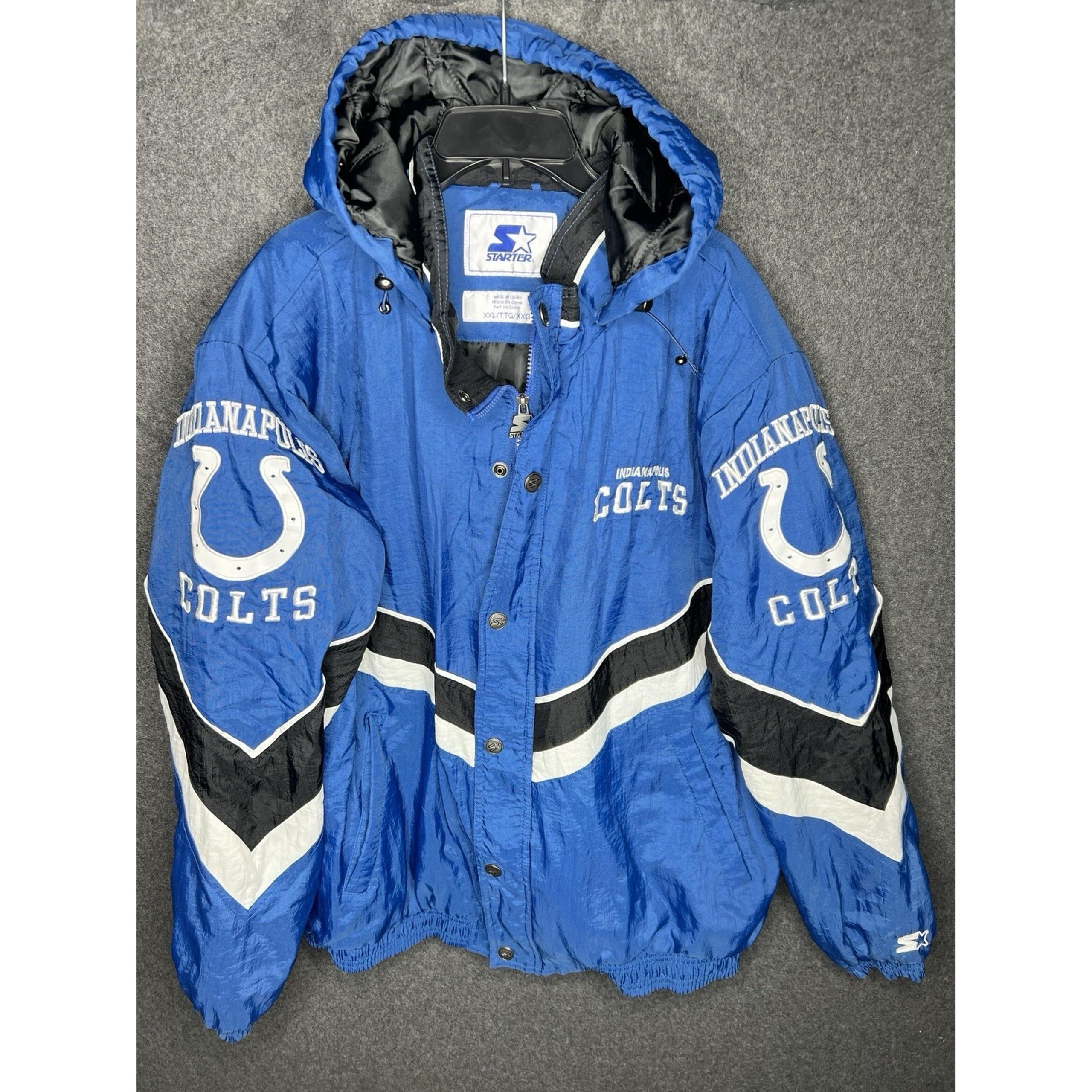 VTG Indianapolis Colts Starter Jacket Puffer Mens 2XL XXL Football Full Zip 90's