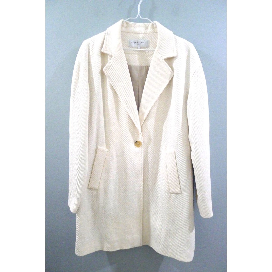 Gerard Darel Single Button Ribbed Coat - Cream 1/S