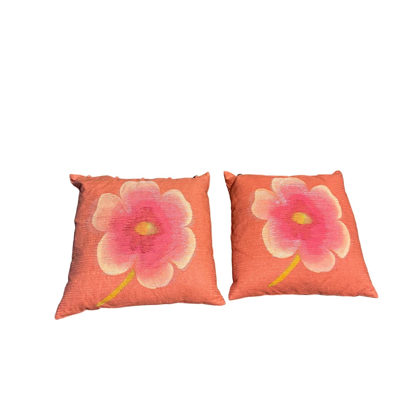 liz Claiborne Set of 2-Pieces orange Flora Embroidered Decorative Pillow 16x16