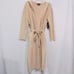 LULUS timeless touch beige longline open hooded cardigan patch pockets tie
