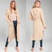 LULUS timeless touch beige longline open hooded cardigan patch pockets tie